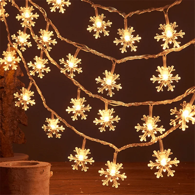 

3M 20LED Garland Holiday Snowflakes String Fairy Lights Hanging Ornaments Christmas Tree Decorations for Home Party Noel Navidad