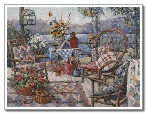 Cross Stitch Kits Landscape-summer balcony Crafts People Art Needlework 14CT Unprinted Embroidered Handmade Wall Home Decor