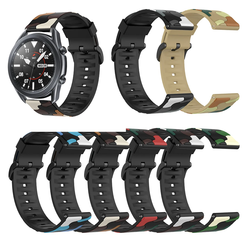 حزام سيليكون التمويه لساعة هواوي ، 20 مللي متر ، 22 مللي متر ، 41 مللي متر ، 45 مللي متر ، سامسونج غالاكسي ساعة 3 ، GT 3 ، 2 ، 42 مللي متر ، 46 مللي متر