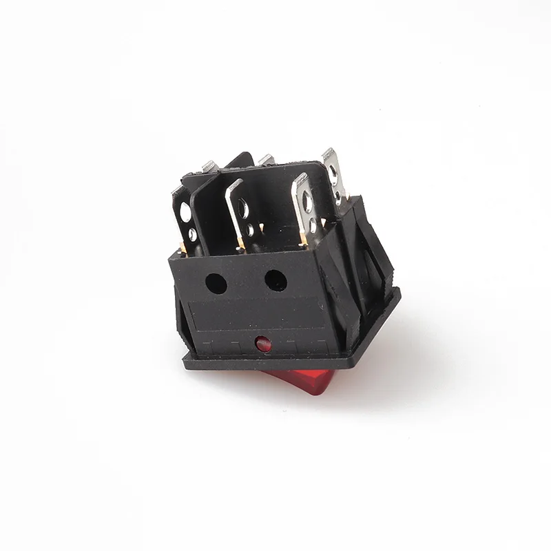KCD4-201NB-6P Drukknop Spst Snap-In Op/Off 6Pin Boot Rocker Switch Red