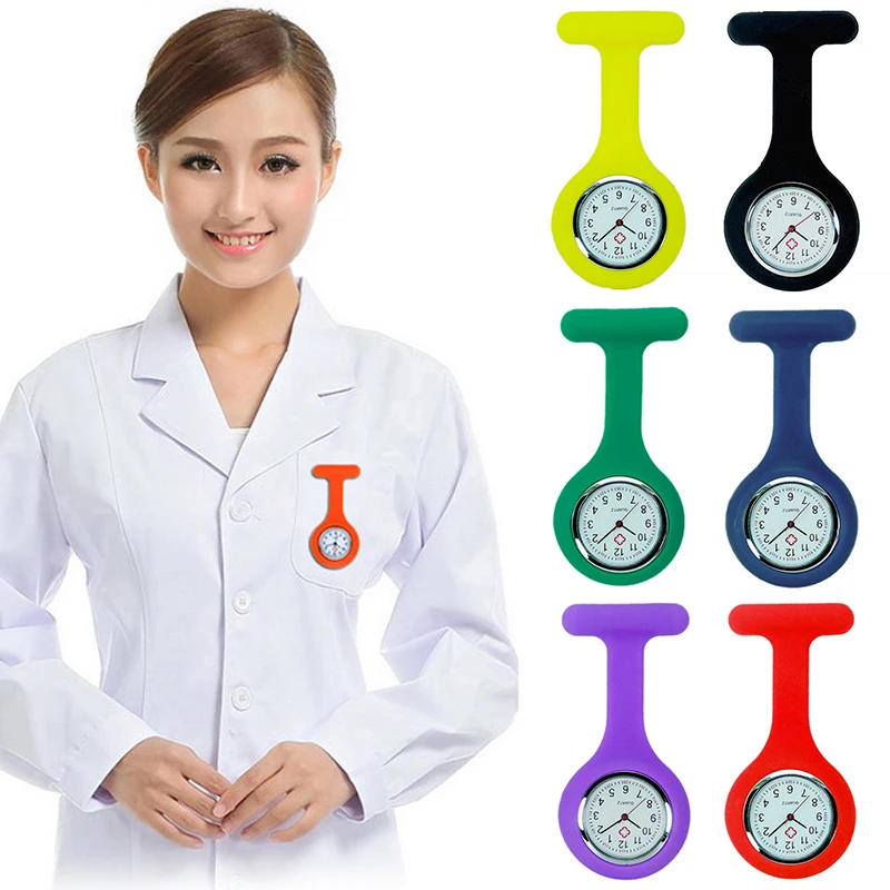 Nurse Fob Watch Silicone Digital Nurse Watches Brooch Lapel Solid Rubber Sleeves Clinic Clock Fob Watch Nursing Pockets Brooch