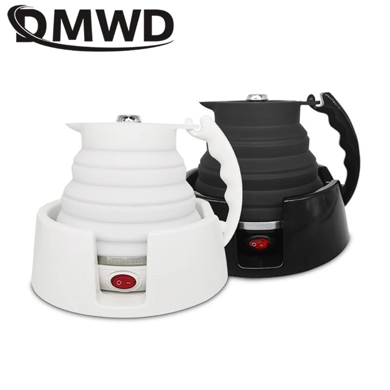 DMWD 12V/24V Portable Travel Folding Electric Kettle 450ml Food Grade Silicone Travel Car Folding Water Kettle Dry Protection