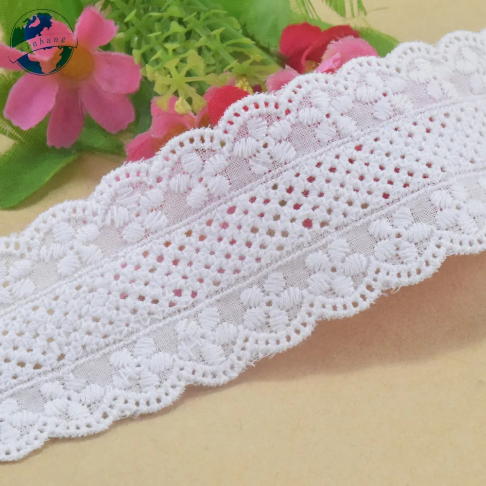 100% Cotton Embroidery Lace Sewing Ribbon Fabric Warp Knitting DIY Garment Wedding Accessories Guipure Trim 4cm Width #4241