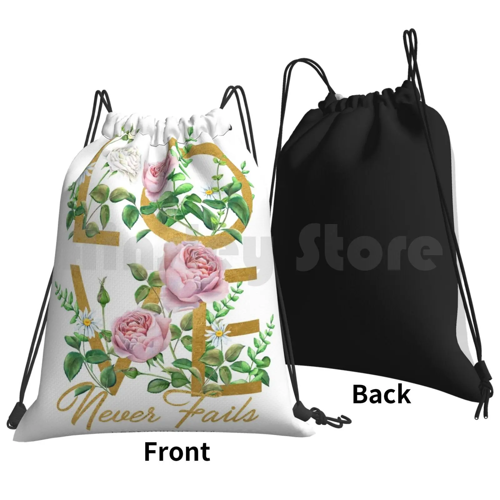 Love Never Fails Backpack Drawstring Bags Gym Bag Waterproof Love Never Fails Jw Jw Arts And Jenielson Design Jw Ideas