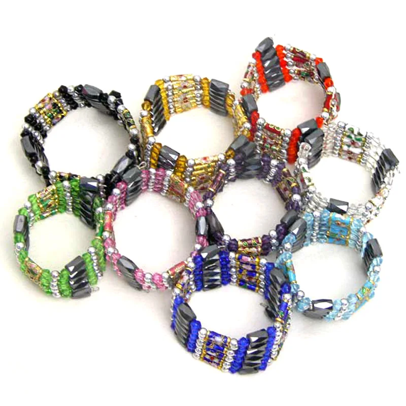 Qingmos Wholesale 8 Multicolor Column Cloisonne Hematite Magnetic Bracelet for Women with Tibetan Silver Beads 29