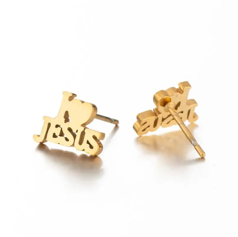 Stainless Steel I LOVE JESUS Stud Earring Fashion Letter Earrings For Women Girls Statement Jewelry Gifts Party Piercing Bijoux