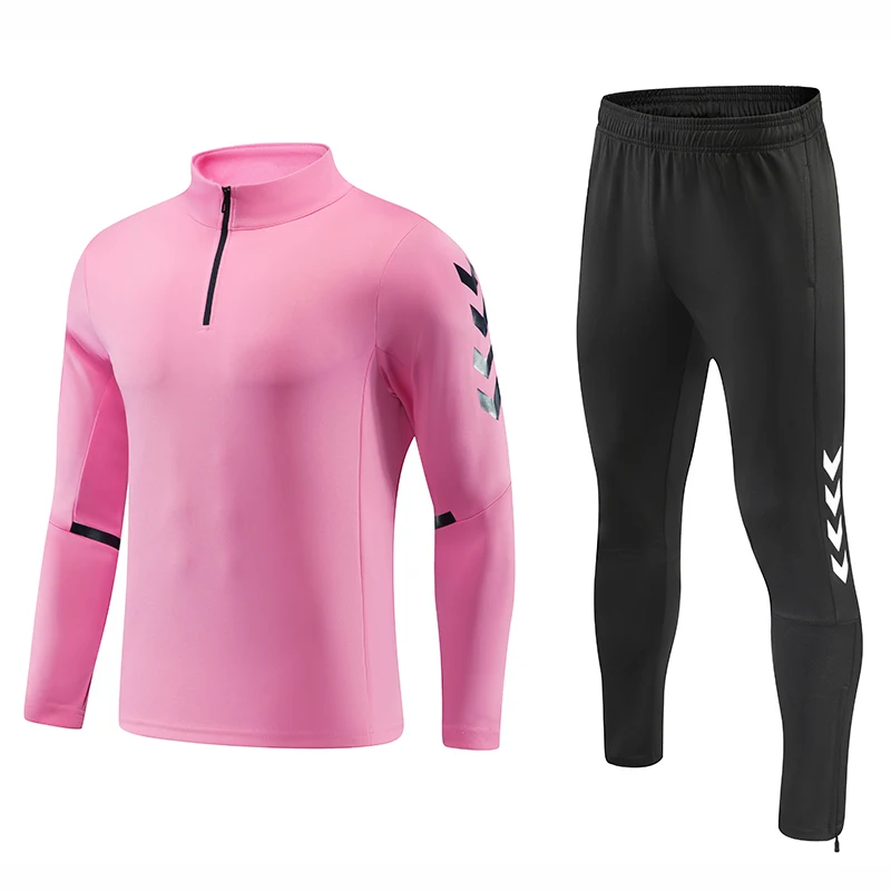 Traje de chaqueta de correr para hombre, ropa deportiva de entrenamiento de fútbol personalizada, uniforme de fútbol con bolsillos de media cremallera, 2021