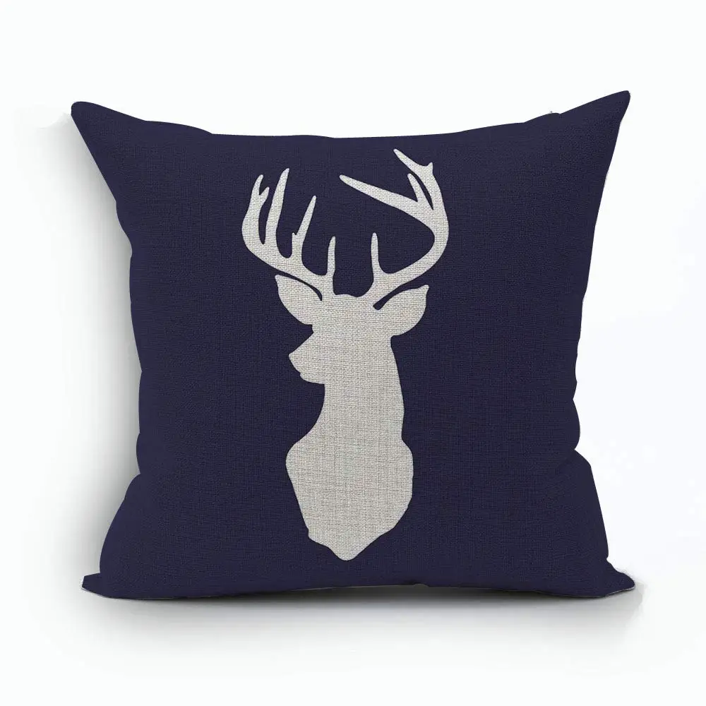 Shenglu linen pillowcase, living room sofa cushion cover, home decoration, modern Nordic style deer head printing pillowcase