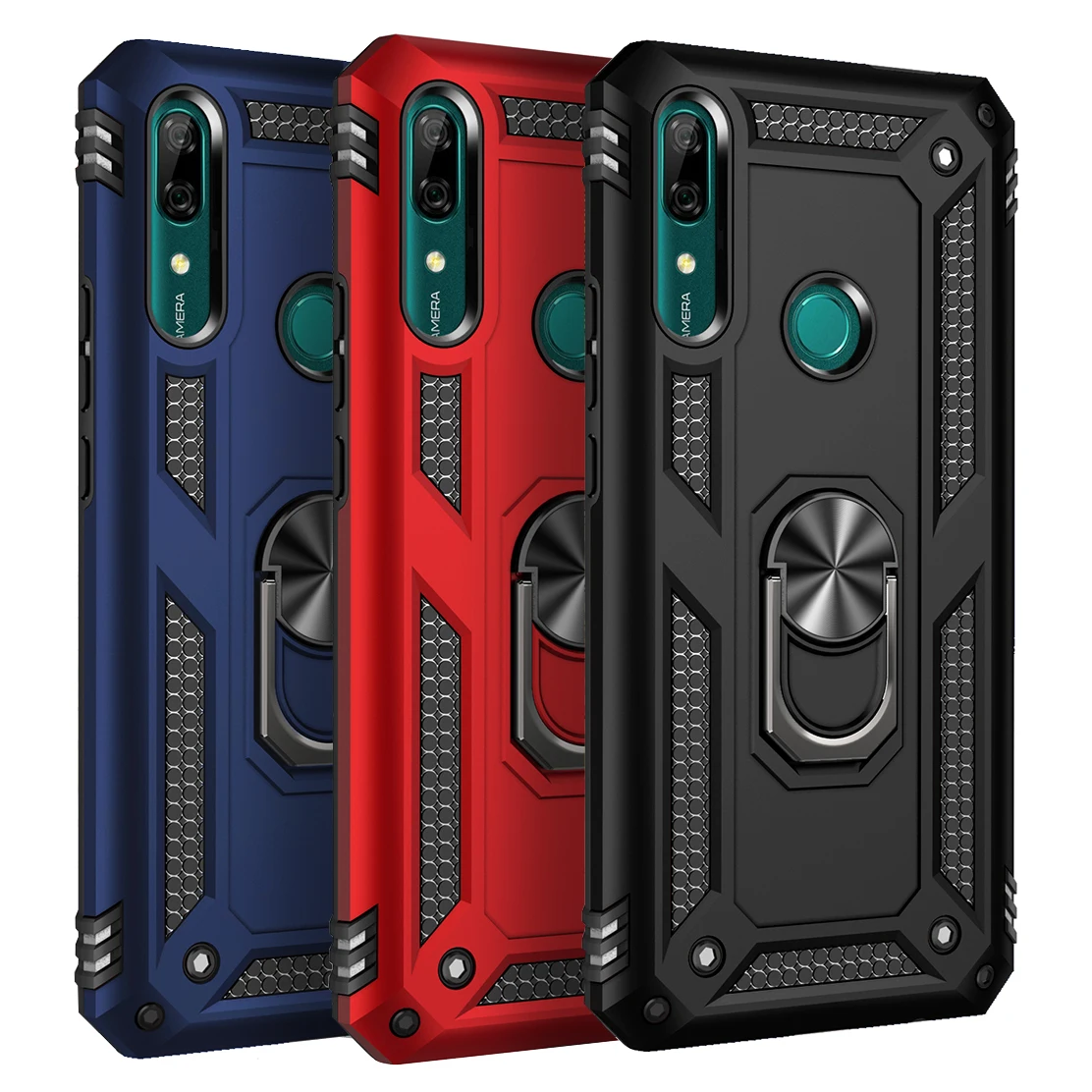 Armor Bumper phone Case For Huawei P Smart Z Honor 10 Lite Y5 Y6 Y7 Pro Y9 Prime 2019 Car Ring Stand Holder Protective Case Capa