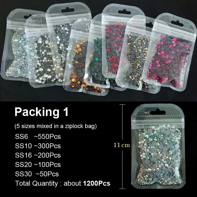 New Packing DMC Mix size Rhinestone Crystal AB  Hotfix Rhinestones use for DIY Bags Garment Shoes free shipping