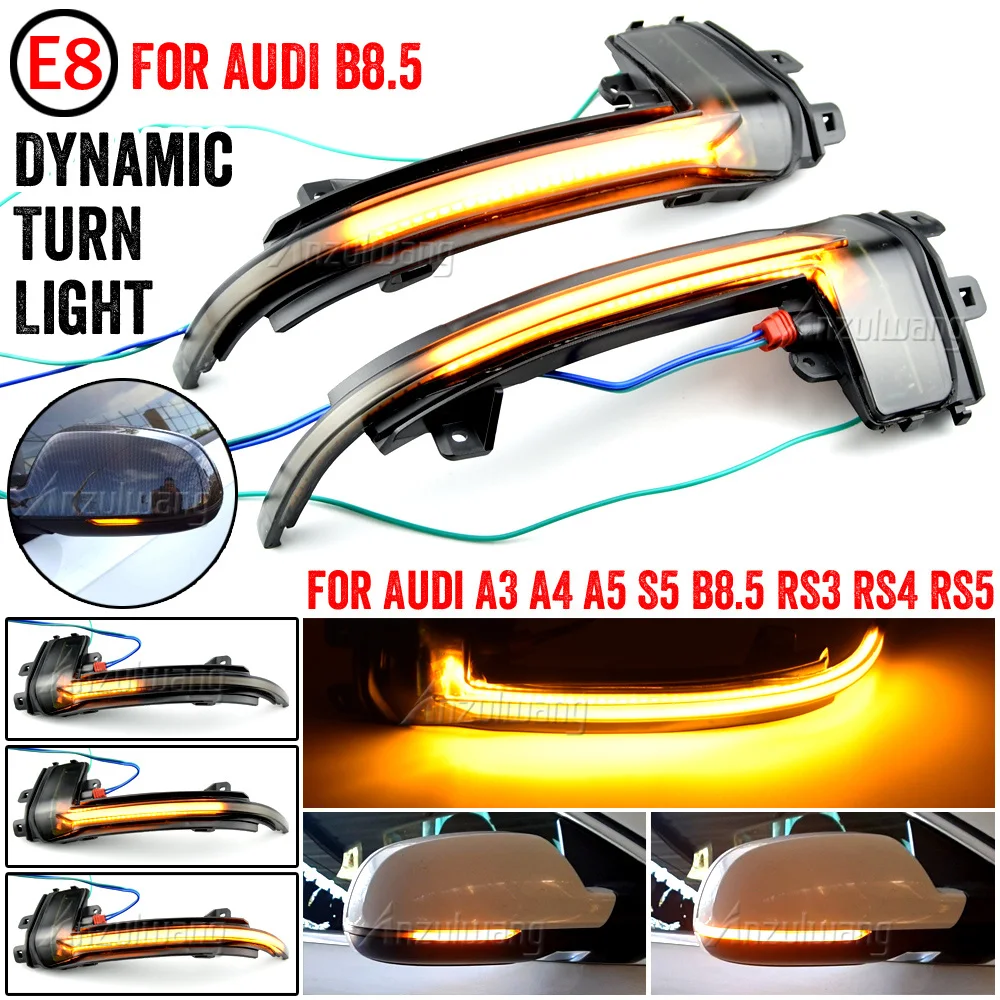 

Scroll LED Dynamic Turn Signal Light Side Mirror Flashing Light Repeater Blinker for Audi A3 8P A4 A5 B8 Q3 A6 S6 SQ3 A8 D3 8K