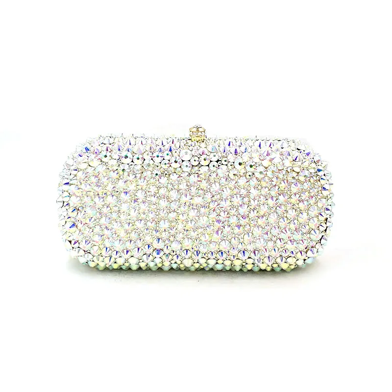 

Classical Bridal wedding party women evening party luxury bag top quality clutches elegant AB silver crystal purses