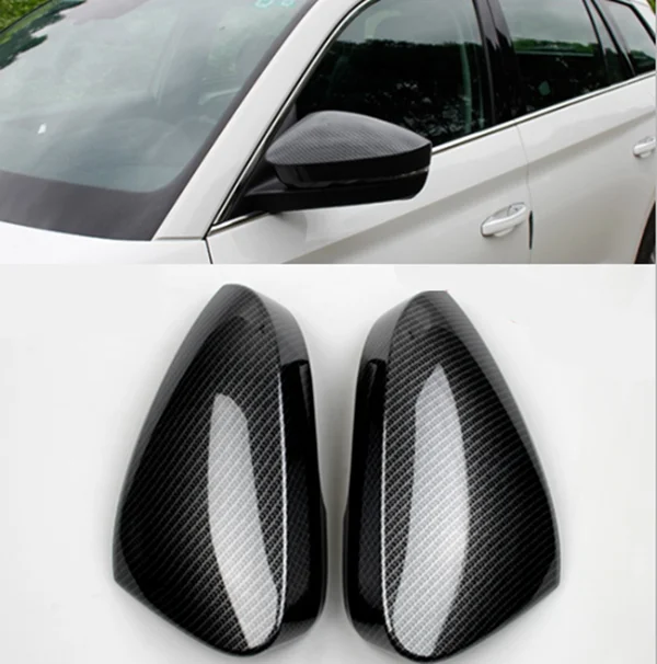 

For Skoda Kodiaq 2017-2018 Black Carbon Fiber style Side Rearview Mirrors Cover Trim 2pcs
