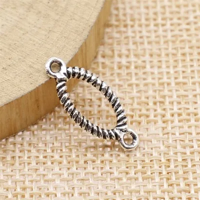 20PCS/lot 9*20mm Metal Charm Oval Connector Antique Silver Color Making DIY Handmade Tibetan Jewelry DIY