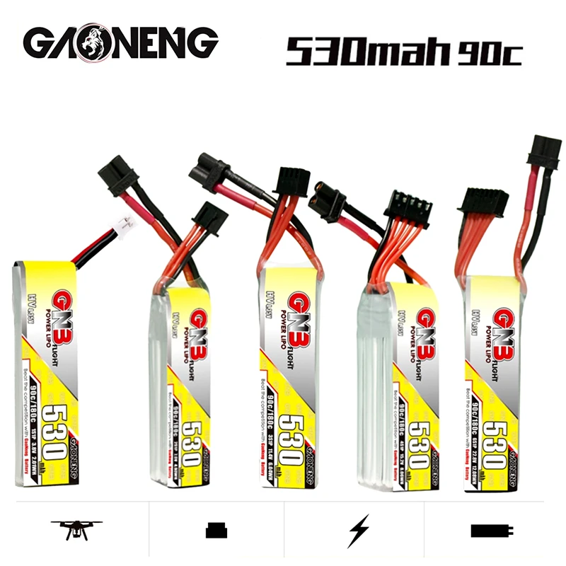 5 pces gnb hv 1s 2s 3s 4S 6s lipo bateria 530mah 90c/180c ph2.0/XT30U-F plug para rc helicóptero quadcopter fpv corrida zangão peças