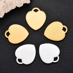 5pcs Lovely Heart Charms 23x27mm Gold Color Stainless Steel Pendants Making DIY Handmade Jewelry Necklace Heart Charms Dropship