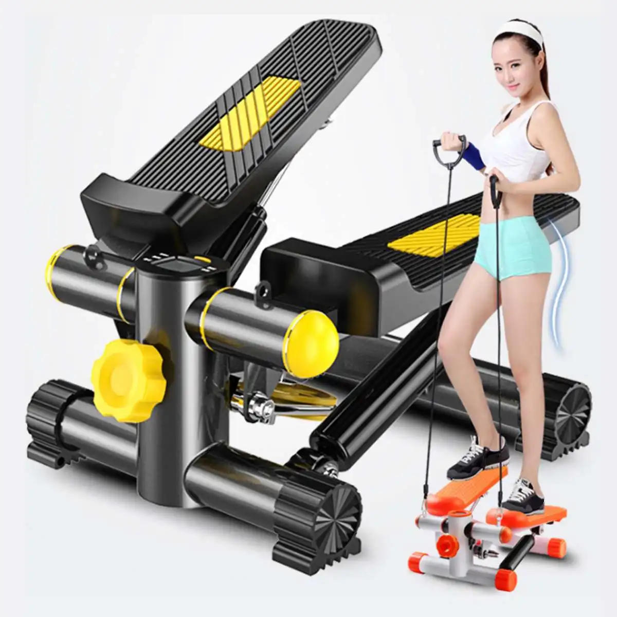 Mini Aerobic Treadmills With Pull Rope and Mat Lose Weight Quiet Pedal Machine Gym Home Fitness Running Steppers