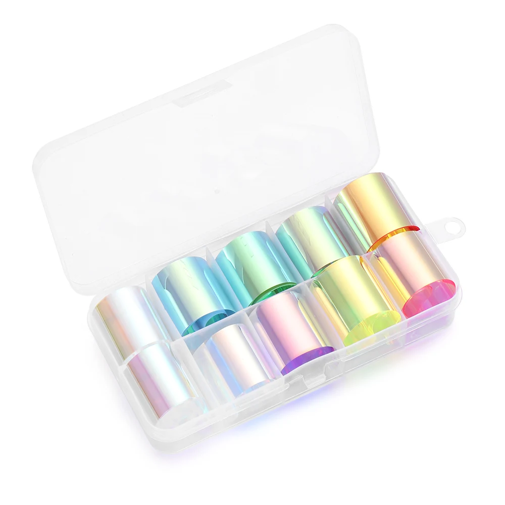 Nowe naklejki na paznokcie DIY, szklane, papierowe, holograficzne, z efektem aurory.