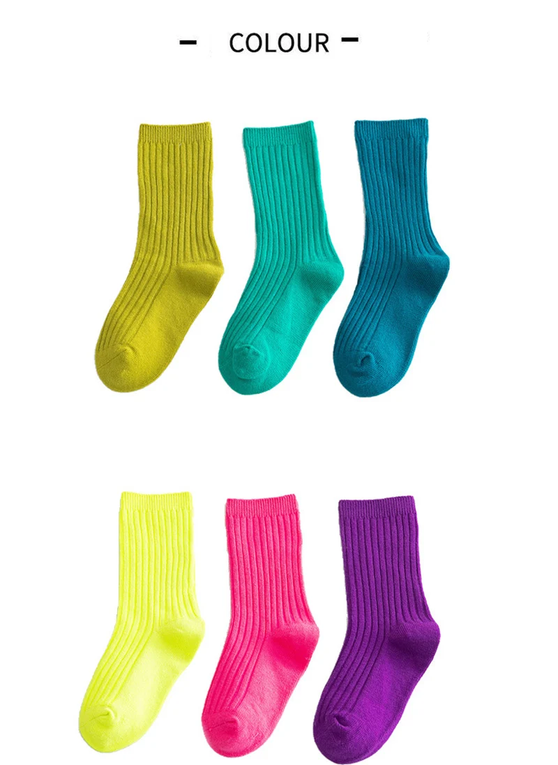 3 Paare/los 2024 Frühling Sommer kinder Candy Farbe Socken Koreanische Japanischen Stil Kinder Jungen Mädchen Doppel Nadel Mid-rohr Socken – Detail 5