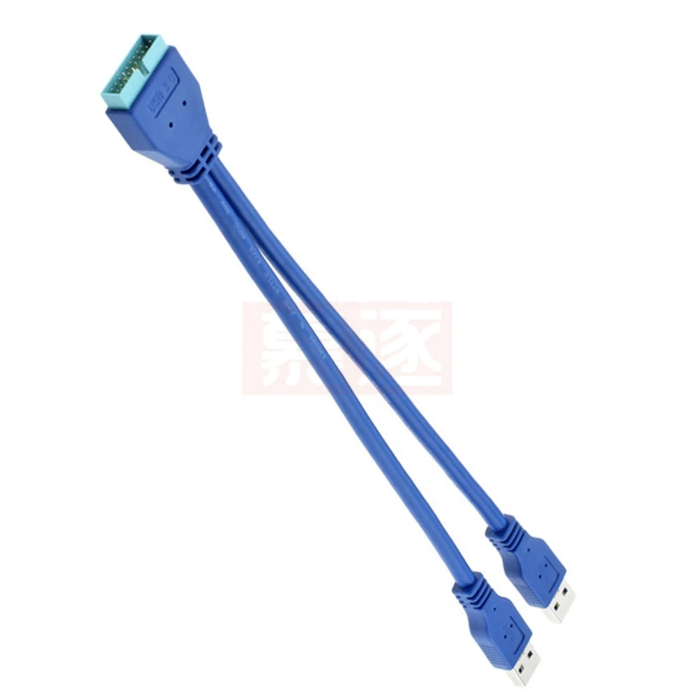 20 pines a puerto dual USB3.0 línea pública extensión de placa base de computadora cable adaptador de enchufe de 19 pines chasis línea trasera