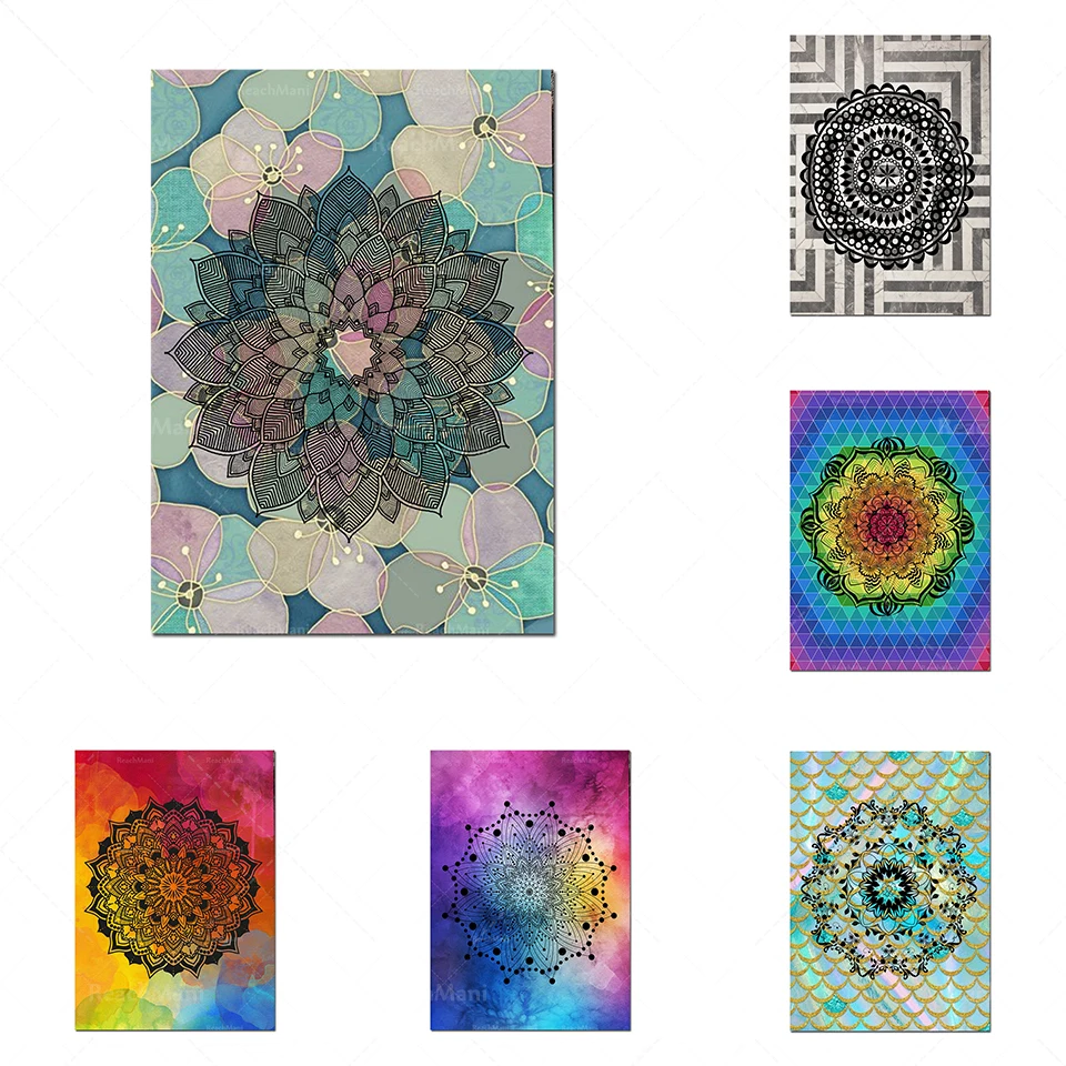 Mandala canvas wall art-color canvas art, decorative wall art, mandala wall print, complex decoration, mandala decoration