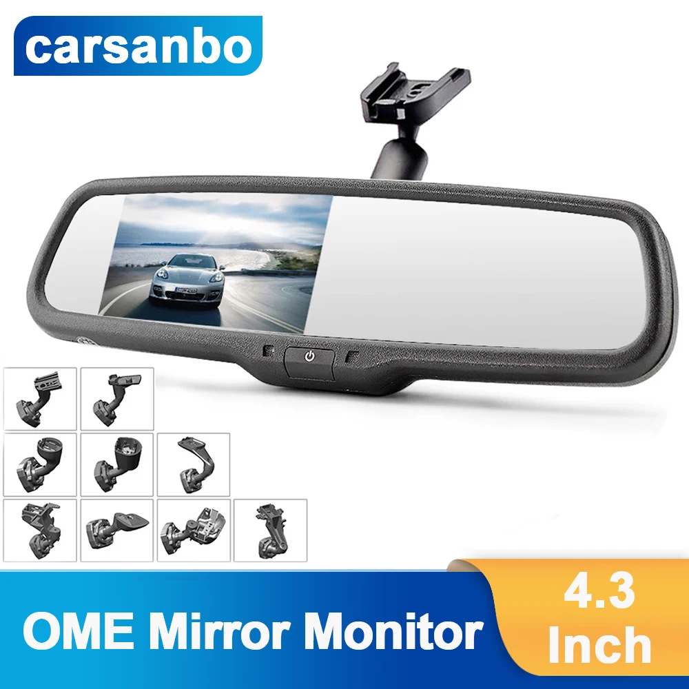 Carsanbo 4.3'' Car Rearview Mirror Monitor Bracket LCD Video Monitor Camera  Parking Monitor With HD Screen Driving Recorder