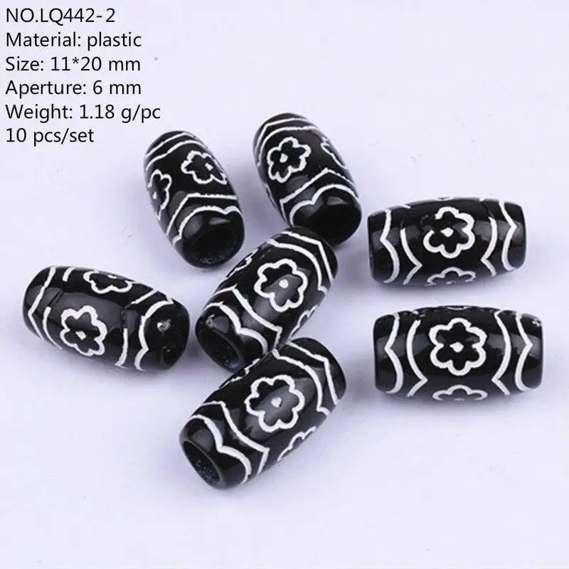 10pcs Hair Beads African Hair Rings Beads Cuffs Tubes Charms Dreadlock Dread Hair Braids Jewelry Decoration Accessories Tools