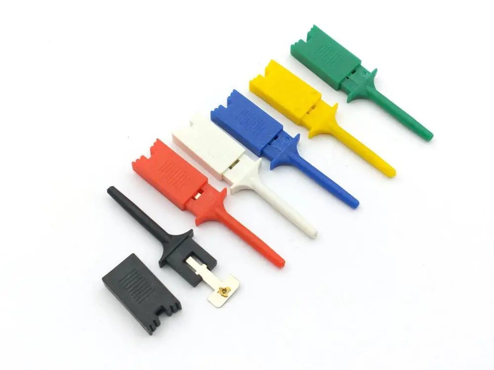 100PCS 6 color PCB SMD IC Plastic Multimeter test hook clip grabber jumper probe tool for Multimeter