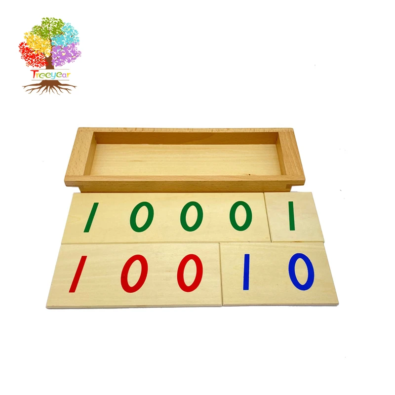 Treeyear Montessori Math Materiaal Houten Aantal Kaarten 1-1000 Met Doos Tellen Aantal Bank Game Kinderen Vroege Ontwikkeling Speelgoed