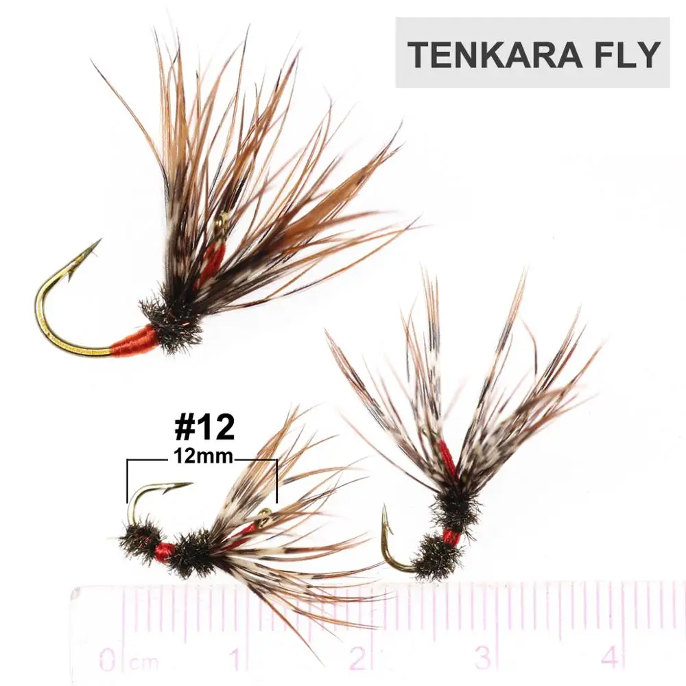 Wifreo 6PCS #12 Tenkara Fly Trout Fly Fishing Wet Fly Streamer Fly Fishing Flies Bait Lure Emerger Larvae Nymph Barbed Hook Box