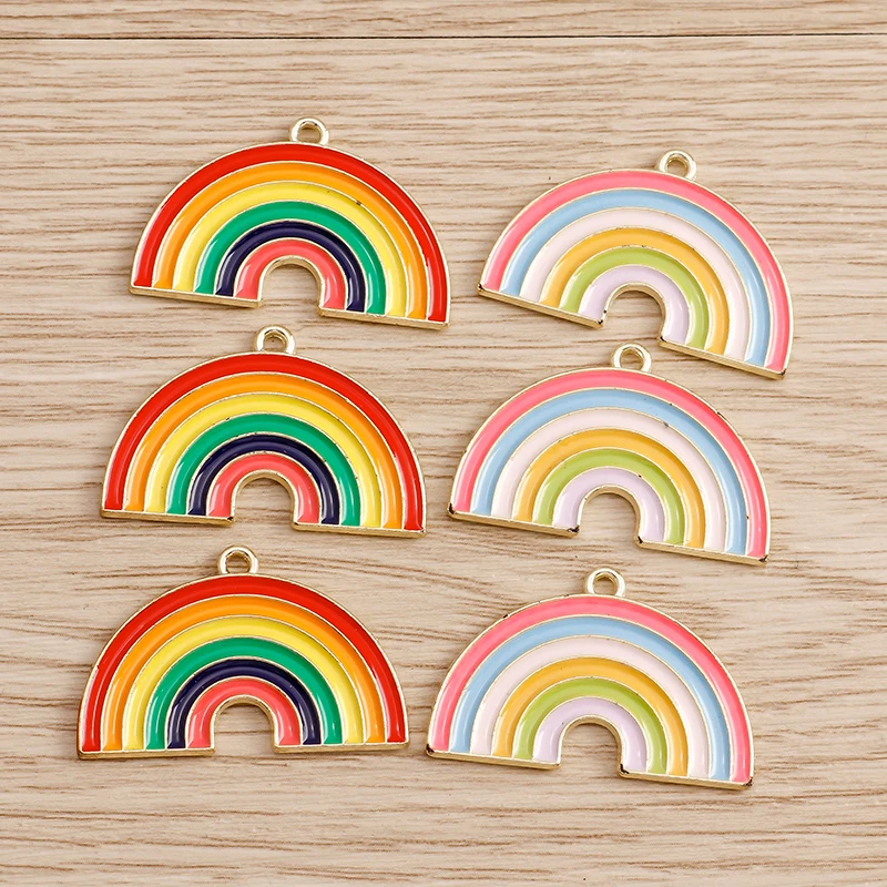 10 Stück niedliche, bunte Regenbogen-Anhänger aus Harz zum Basteln von Ohrringen, Halsketten, DIY-Schlüsselanhängern und Schmuckzubehör – Detail 7