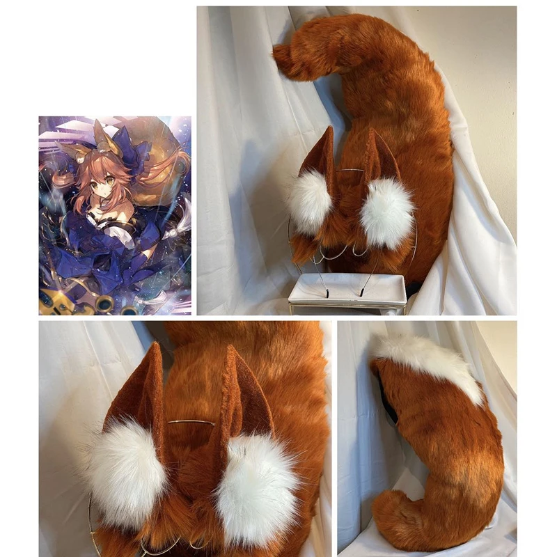 Anime  Cosplay Cos Halloween Ears Simulation Beast Ear Hair Hoop and Tail Cosplay Fox Dog Ears Tail