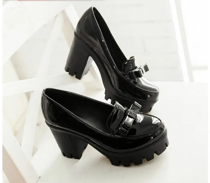 Lolita Lady Maid Uniform Performance Round Head Thick High Heel Shoe Cosplay Shoes Anime Shoes