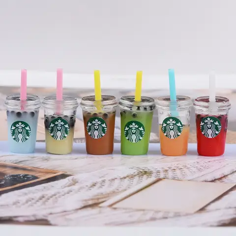 6PCS miniature food play drink coffee cup model 1/12 ob11 furniture scene diy mini doll house 1 / 6BJD kitchen food toy