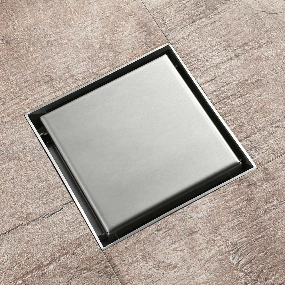 Tile Insert Rectangular Floor Waste Grates Bathroom Shower Drain 120*120mm 304 Stainless Steel Anti Odor Invisible Floor Drain