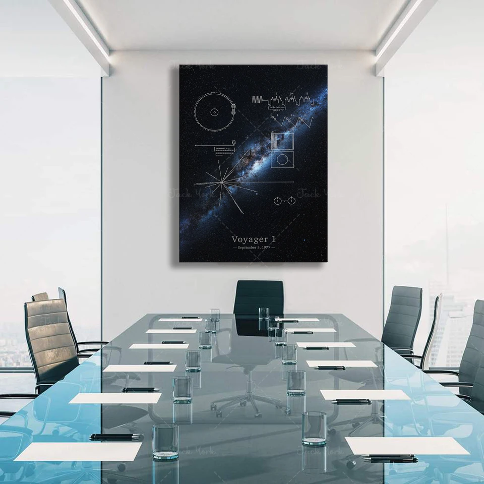 Voyager 1 plaque & Milky Way galaxy panorama — poster view 3