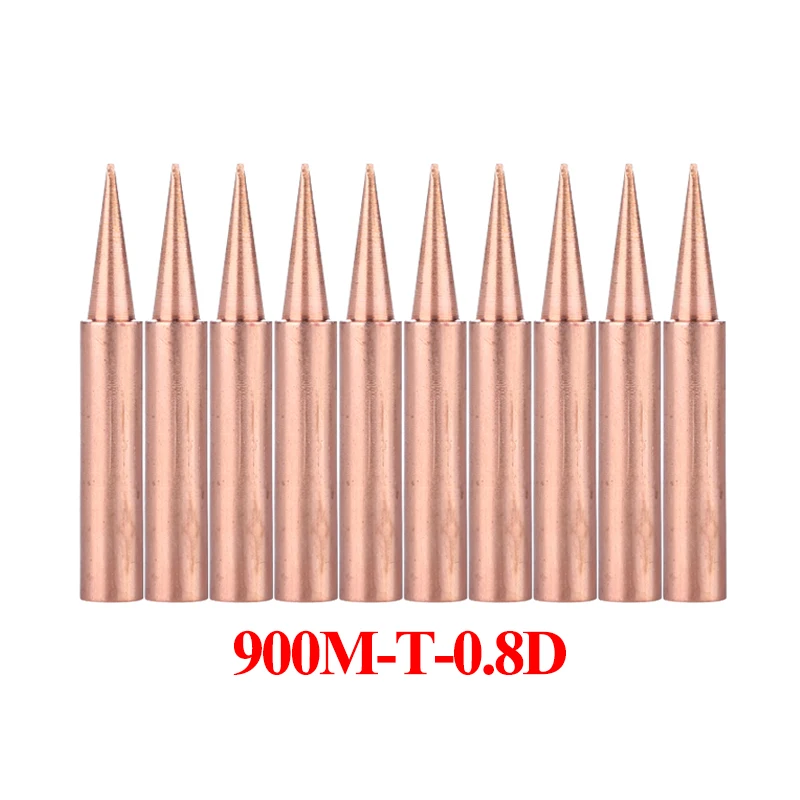 10Pcs/lot Copper Soldering Tip Lead-free 900M-T-0.8D Electric Solder Iron Welding Tips BGA Soldering Station Tools