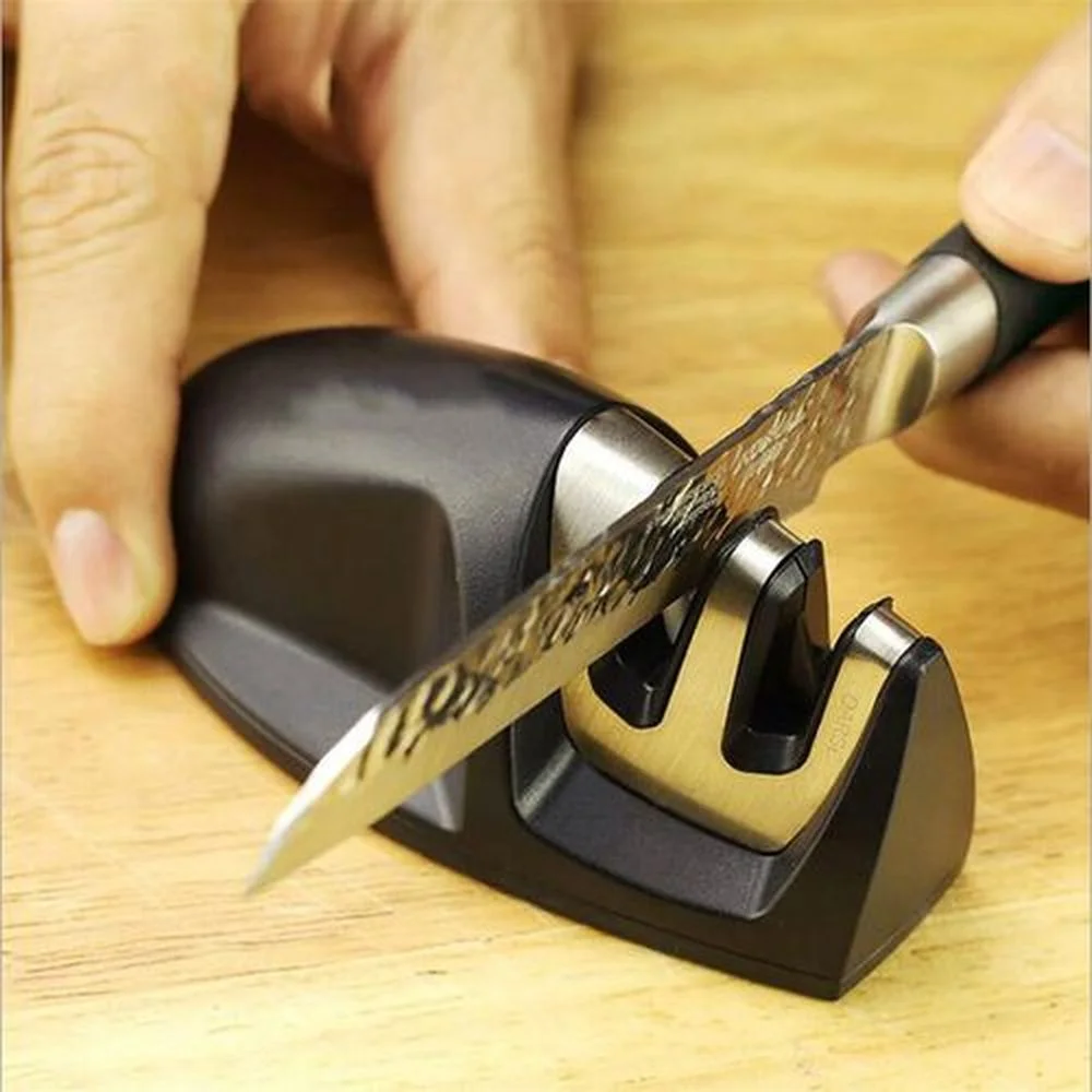 Mini Two Stages Kitchen Knife Sharpener Portable Professional Sharpening Tools & Non-slip Rubber Base