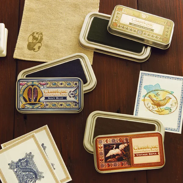 1pc Japan Tsukineko Classique Inkpads Retro Color Oily Ink Quick-drying Ink Pad Metal Box Stamp Waterproof 12 Colors Available