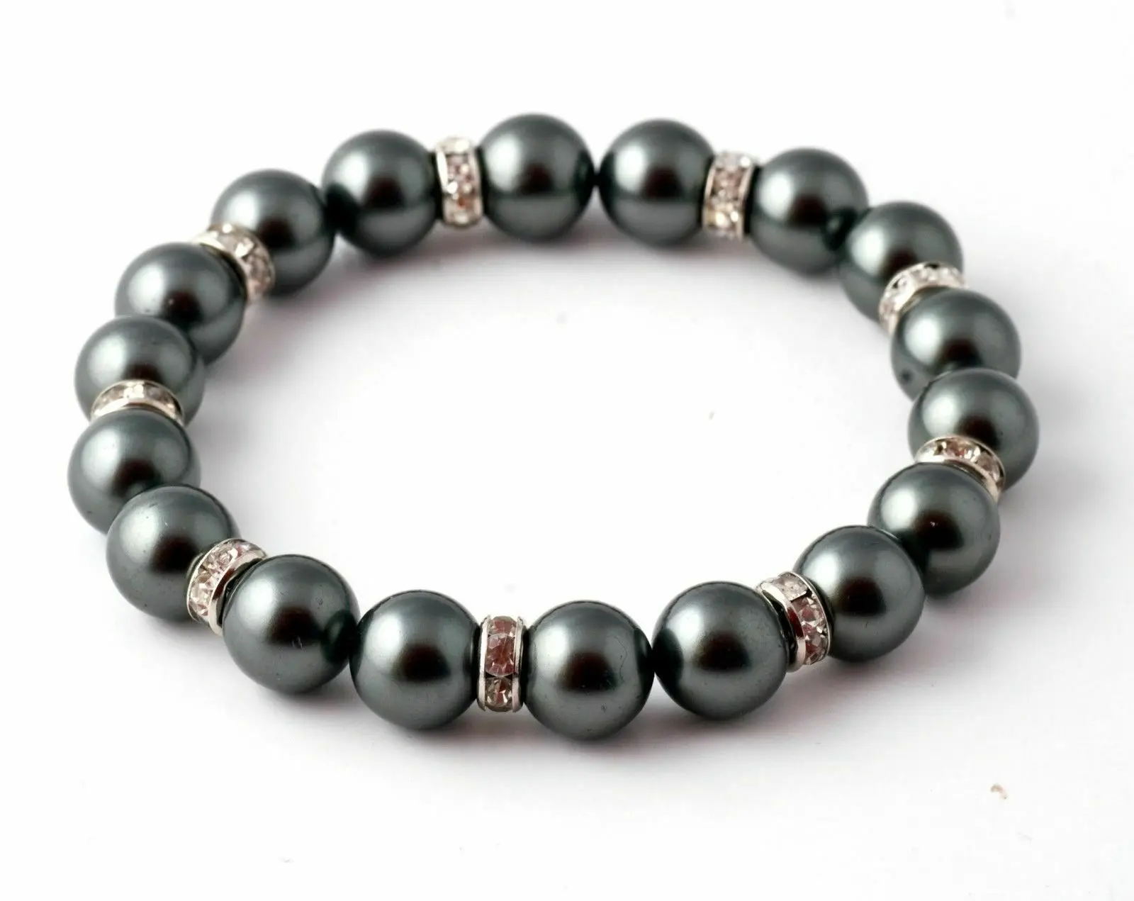 

Pretty genuine 10mm black shell pearl bracelet 7.5 inches AAA