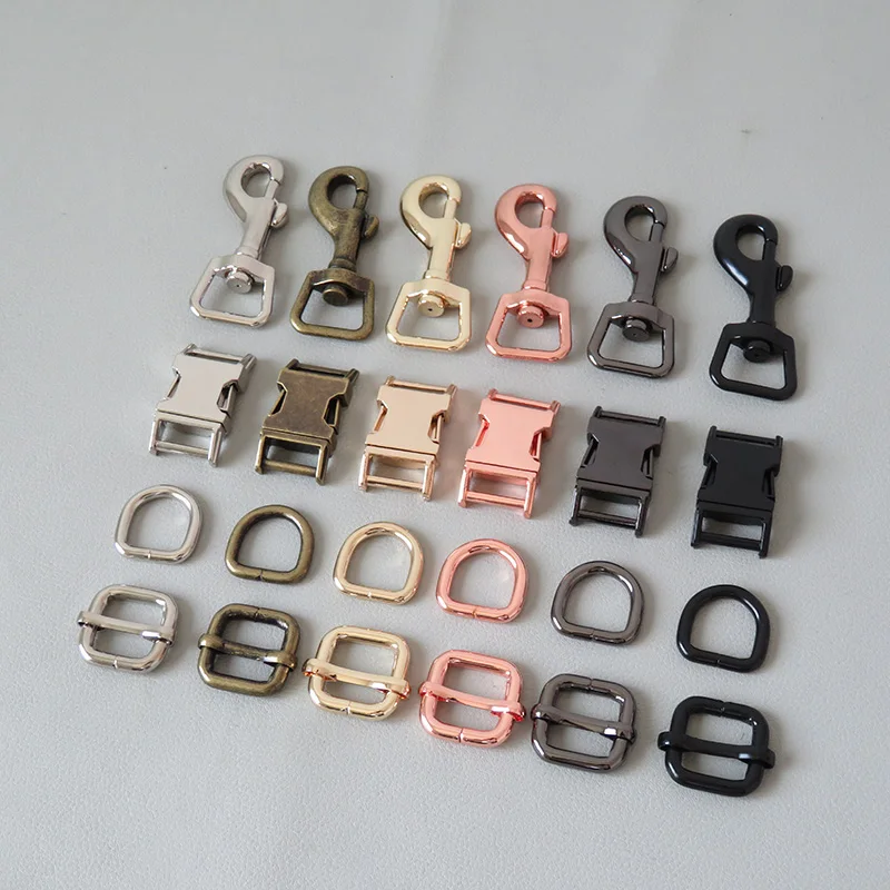 100Sets/Pack Wholesale 15mm Metal Hardware Release Buckle D Ring Clip Hook For Pet Dog Collar Leash Lobster Clasp Accessory