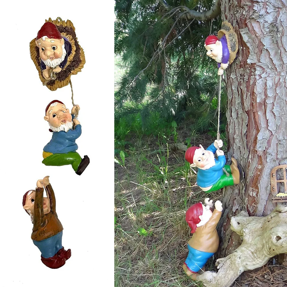 Mini wspinaczka gnomy krasnolud bajki ogród statua miniatury dziedziniec Elf rysunek mikro krajobraz z żywicy odkryty figurka Ornament