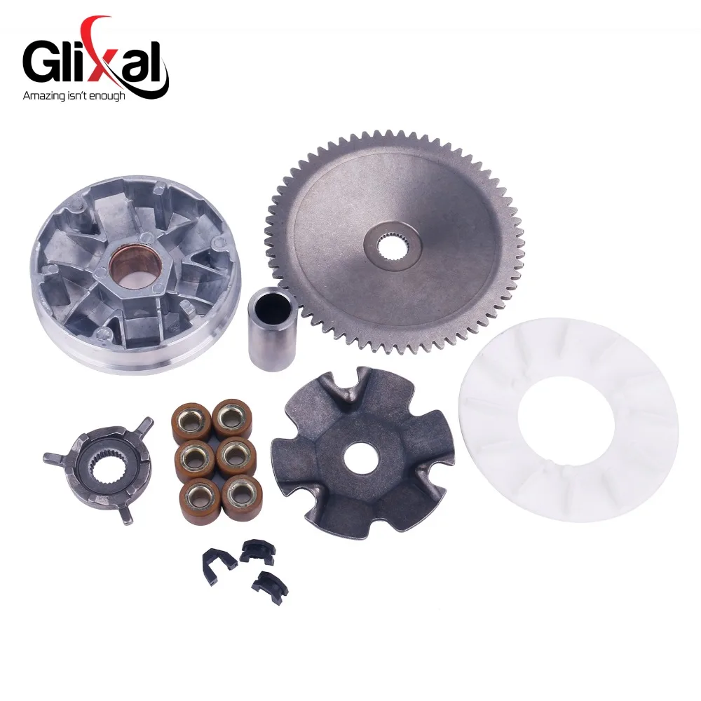 Glixal GY6 49cc 50cc Chinese Scooter Moped Complete Variator Kit Front Clutch Drive Pulley with Roller weights 139QMB 139QMA