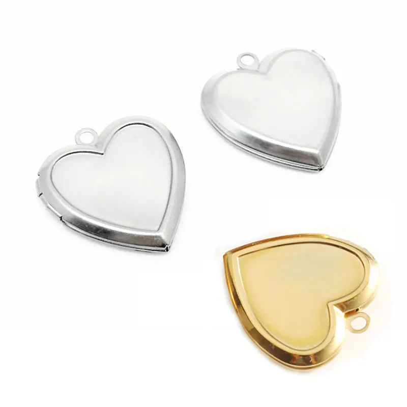 Wholesale 20pc/lot DIY Photo Frame Stainless Steel Mirror Heart Charms Locket Pendant Jewelry Making Family Memories Gift