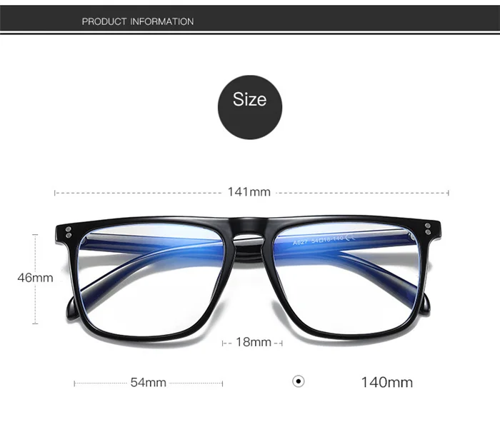 Blaulichtblockierende quadratische Myopie-Brille, fertig, Unisex, Retro, schwarzer Rahmen, verschreibungspflichtige Brille für Studenten, 0–0,5–0,75 bis –6,0 – Detail 5