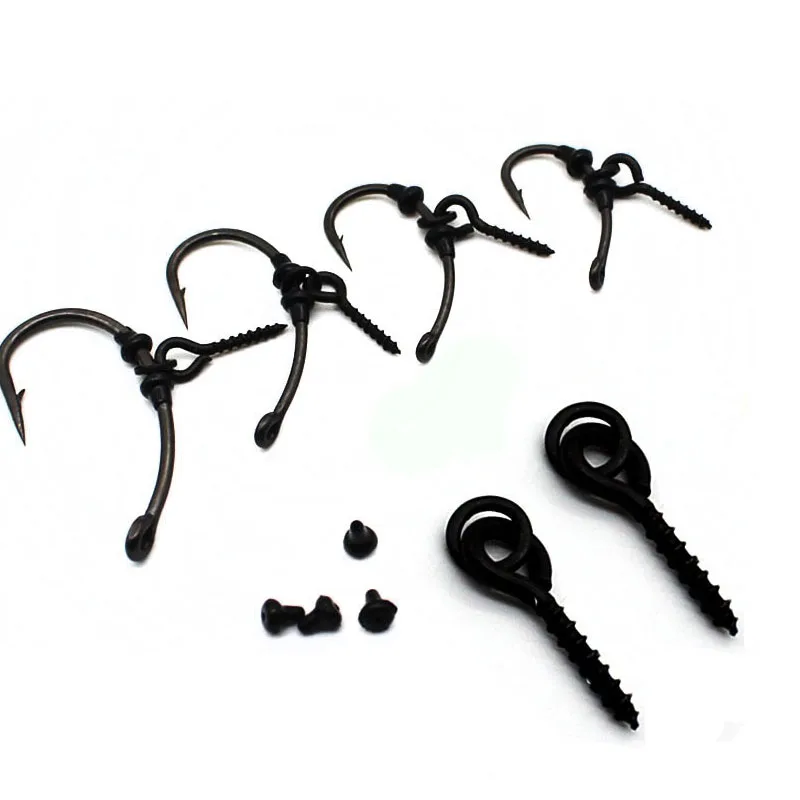 

50pcs Carp fishing hook stoper Stop 20pcs Peg Bait Boilie screw with Round link loop Ronnie Rig Carp Fishing Accessories Tackle