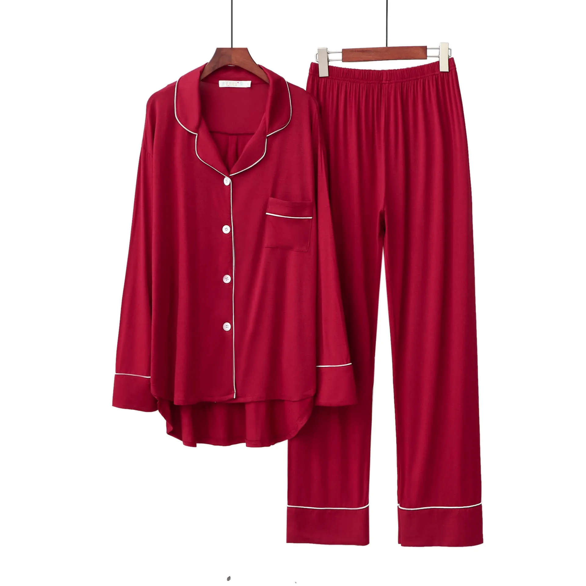 Ensembles de pyjama pour femmes à manches longues, solide, Modal, ample, respirant, doux, costume pour femmes, Style coréen, vêtements de maison