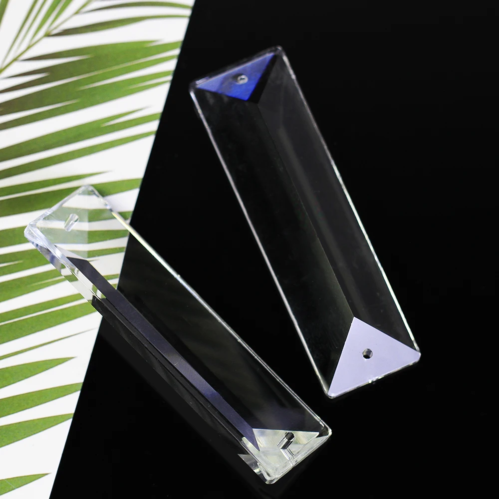 22mm*63mm Crystal Drop Pendant With Two Holes Transparent Color 1 Piece Triangular Glass Prism Suspended Chandeliers