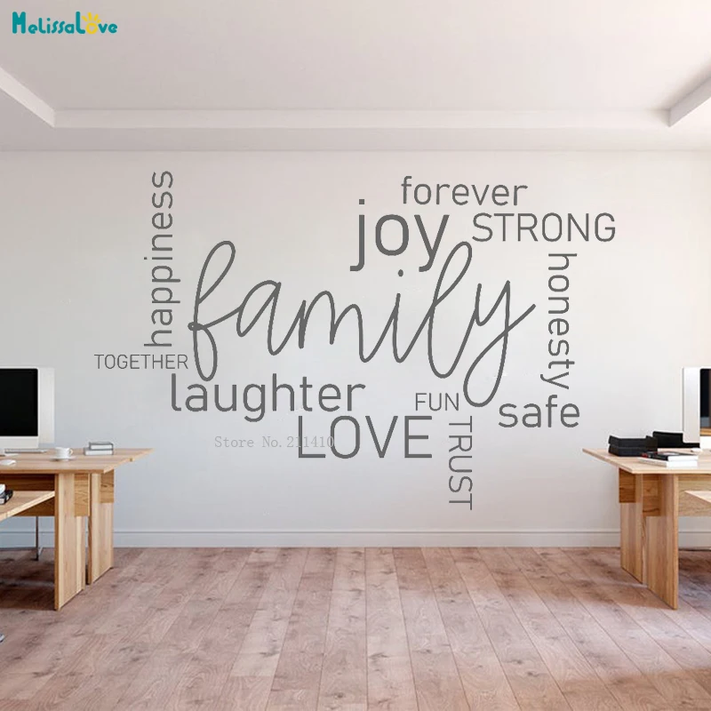 Family Word Cloud Vinyl Wall Art Decal Home Living Dining Room Decor Kids Love Forever Centered Together Gather YT4391