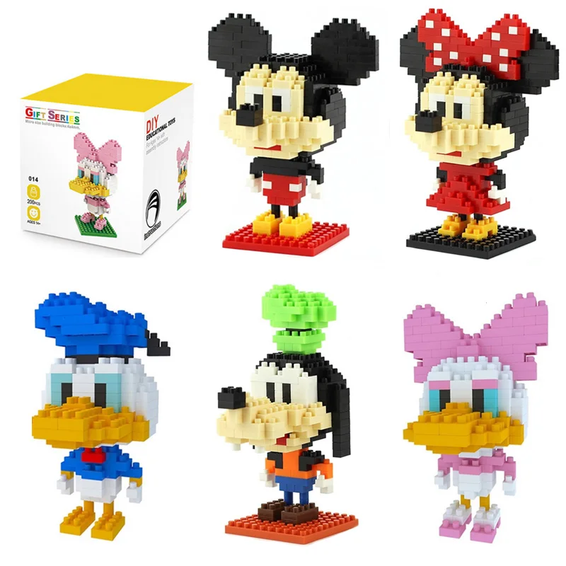 Mini plastic blocks mickey Minnie donald duck cartoon diy model micro building brick blocks action figures toys for kids